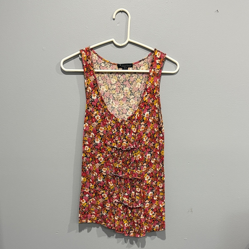 Forever 21 Red Floral Tank Top